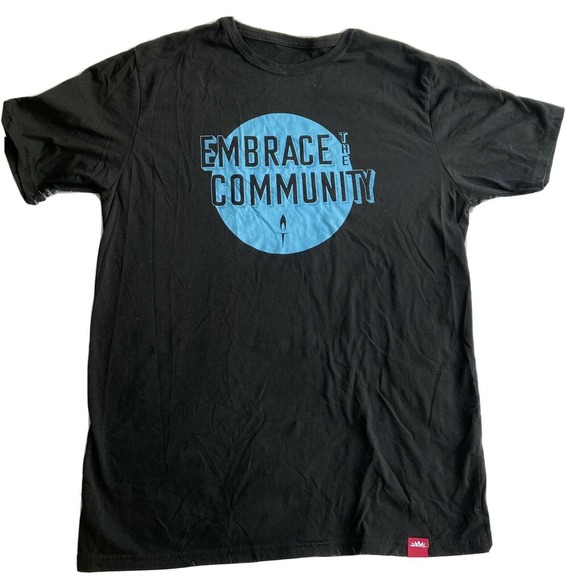 Embrace The Community T Shirt Adult Size Medium Black Stretchy Religious Church - Picture 1 of 6